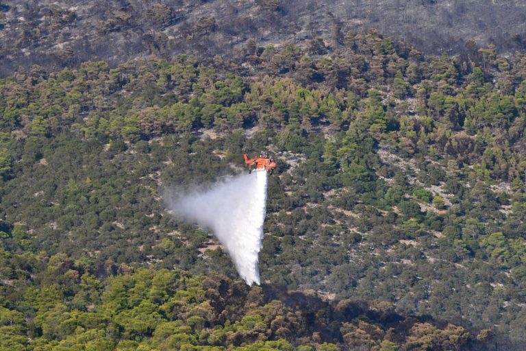 Ερείπια αιολικού πάρκου μετά την πυρκαγιά στη Βοιωτία.