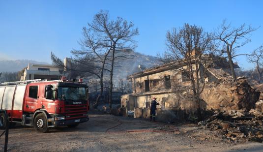 Πυρκαγιά στη Σαλαμίνα με κατοίκους να απομακρύνονται.