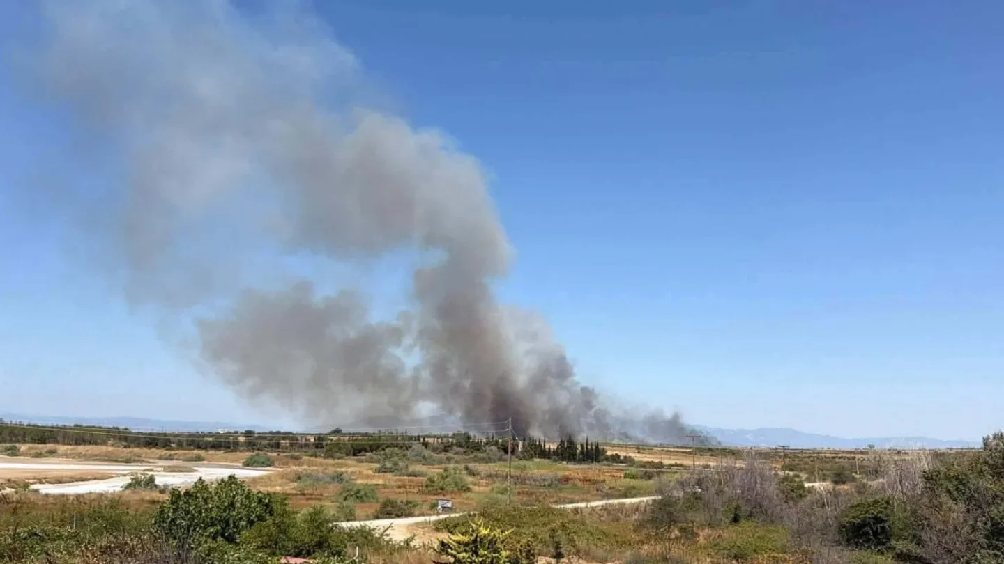 Πυροσβέστες επιχειρούν στην περιοχή του Ίμερου Ροδόπης.