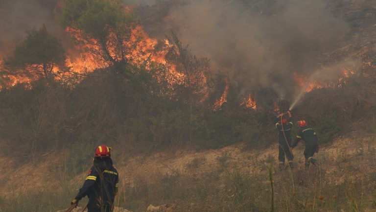 Πυροσβέστες επιχειρούν στην φωτιά στη Σκύρο