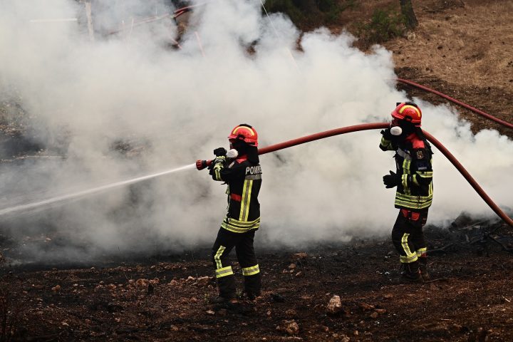 Πυροσβέστες κατά την επιχείρηση κατάσβεσης της πυρκαγιάς στην Κρήνη Φαρσάλων.