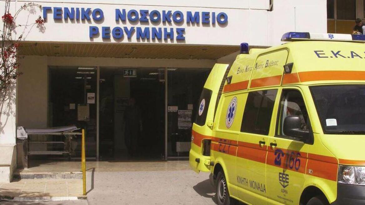 Σκηνή από το τροχαίο ατύχημα στο Ρέθυμνο.